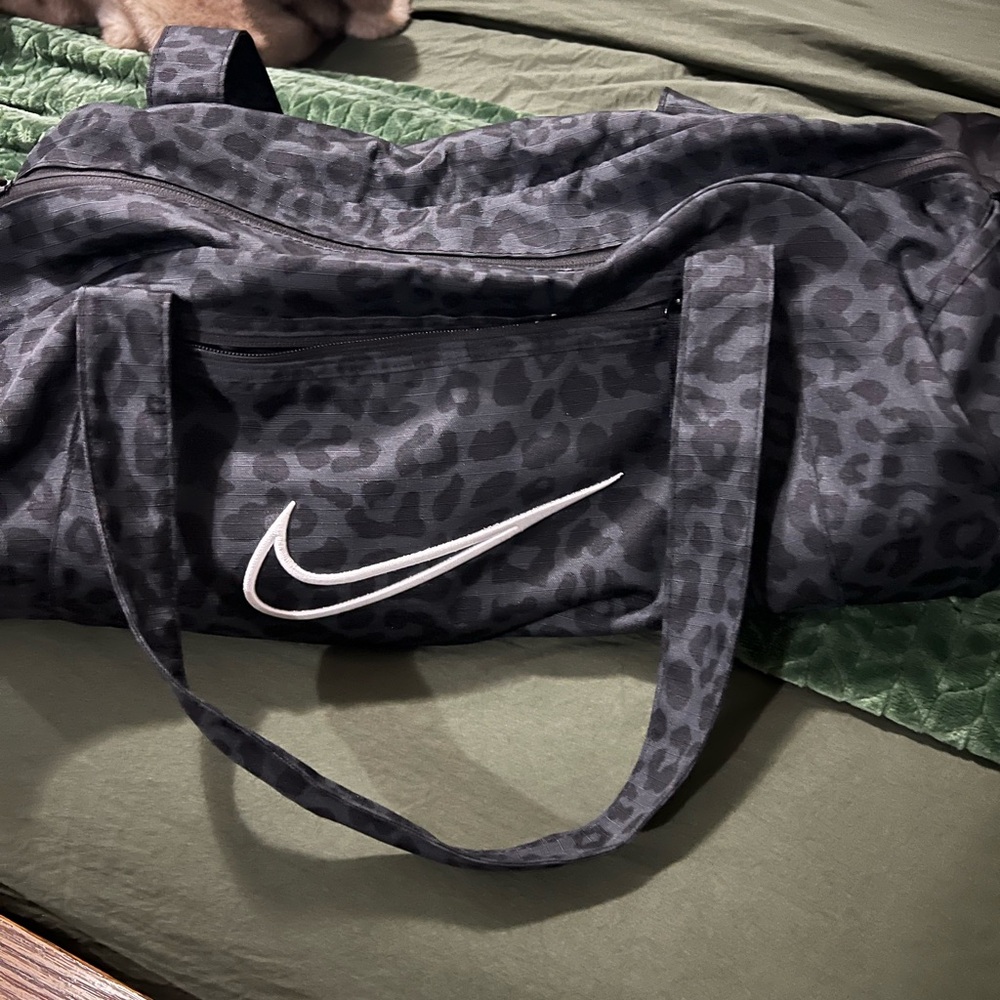 Nike Black and Gray Leopard Print Duffel Bag